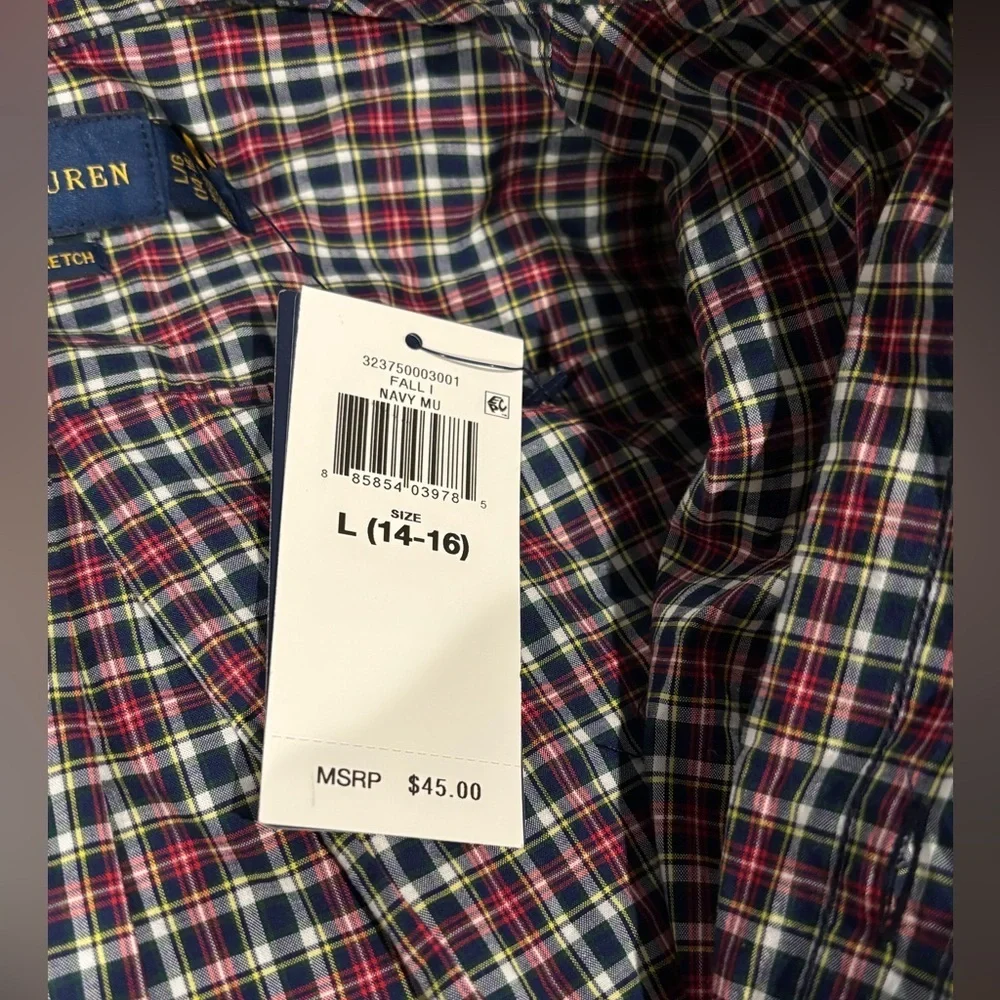 Ralph Lauren Boys Multicolor Checkered Button Down Dress Shirt Size 14-16/Large - Picture 4 of 4